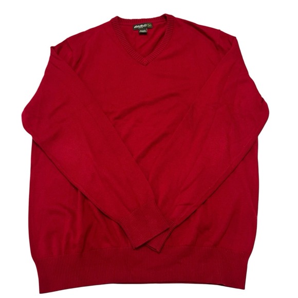 Eddie Bauer Other - Eddie Bauer Cashmere Sweater Y2K VTG Men’s‎ XL Tall VNeck Red Knit Cotton
